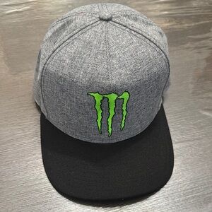 New Era Gray and Black Snapback Hat with Embroidered Monster Logo